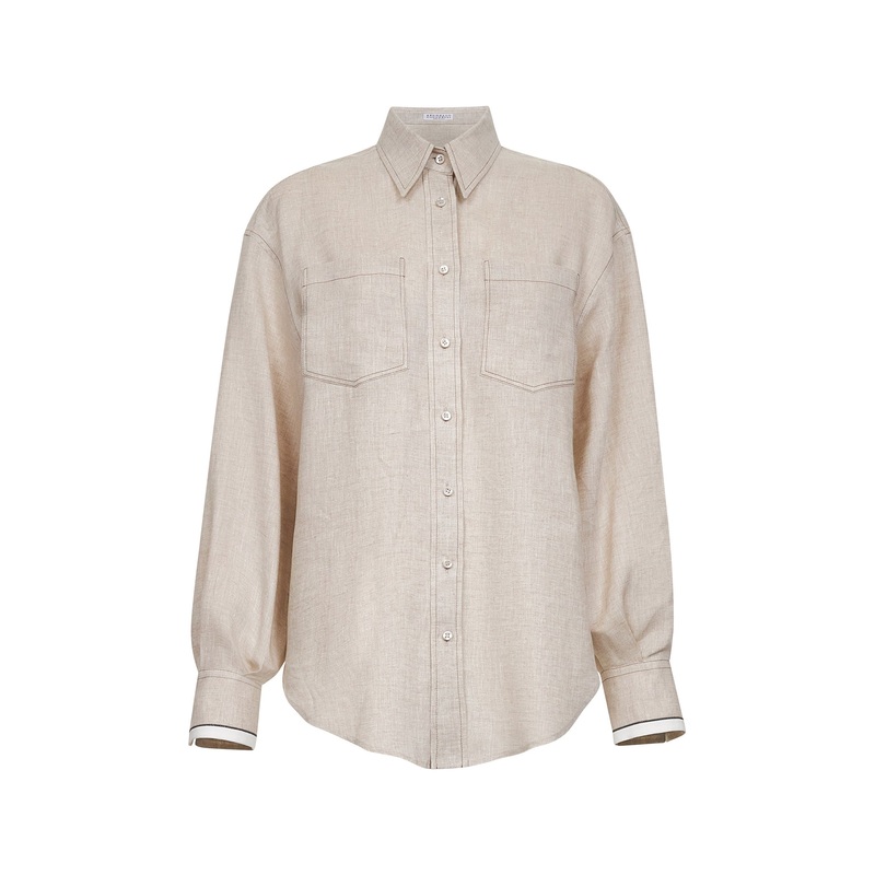 Beige linen monili shirt|S|M|L|XS