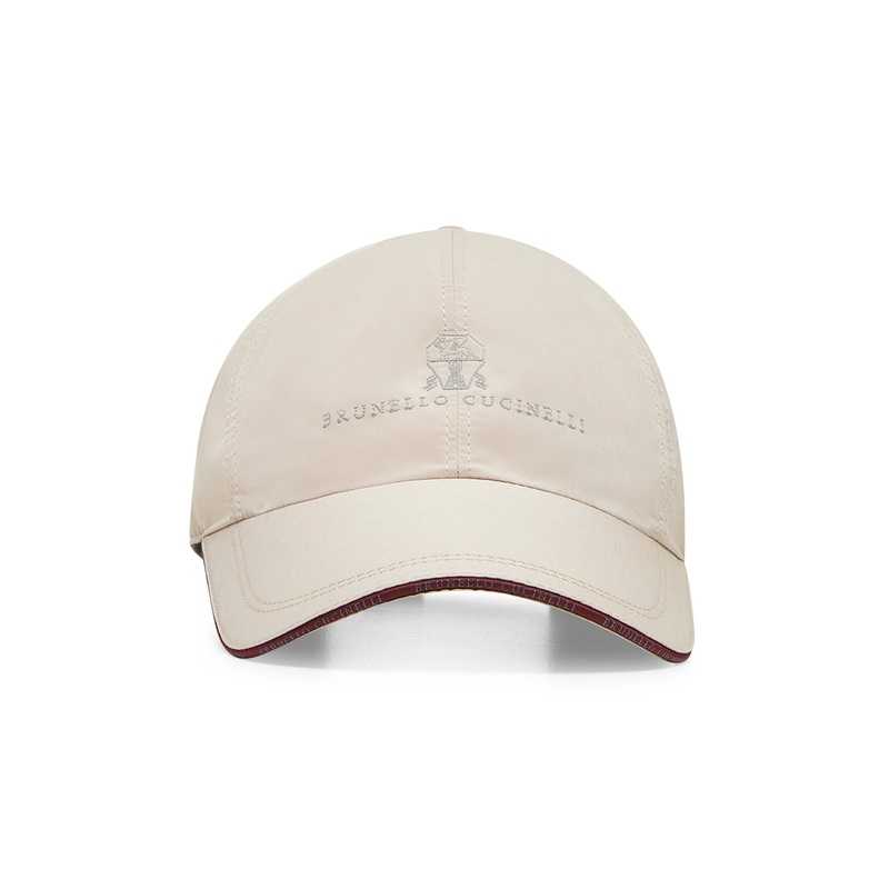 Beige microfibre logo Baseball cap