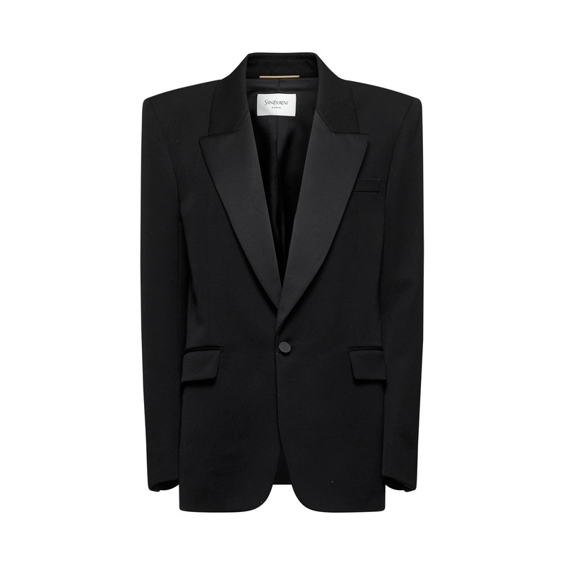 Black grain de poudre tuxedo blazer