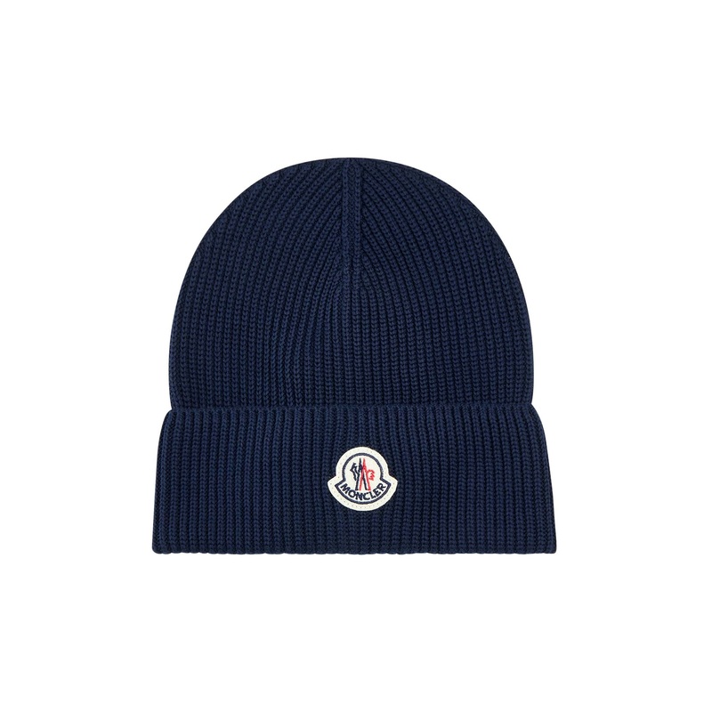 Blue cotton logo patch beanie|PZ