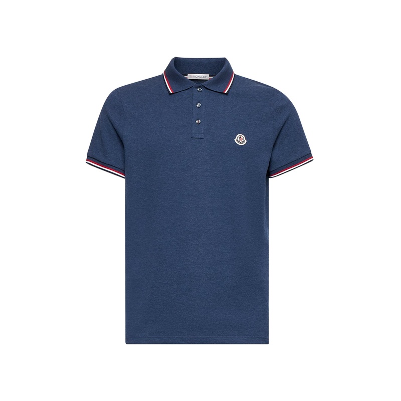 Blue cotton logo patch polo shirt