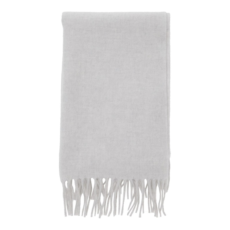 Grey Scarf with Fringed Hem in Cashmere Woman