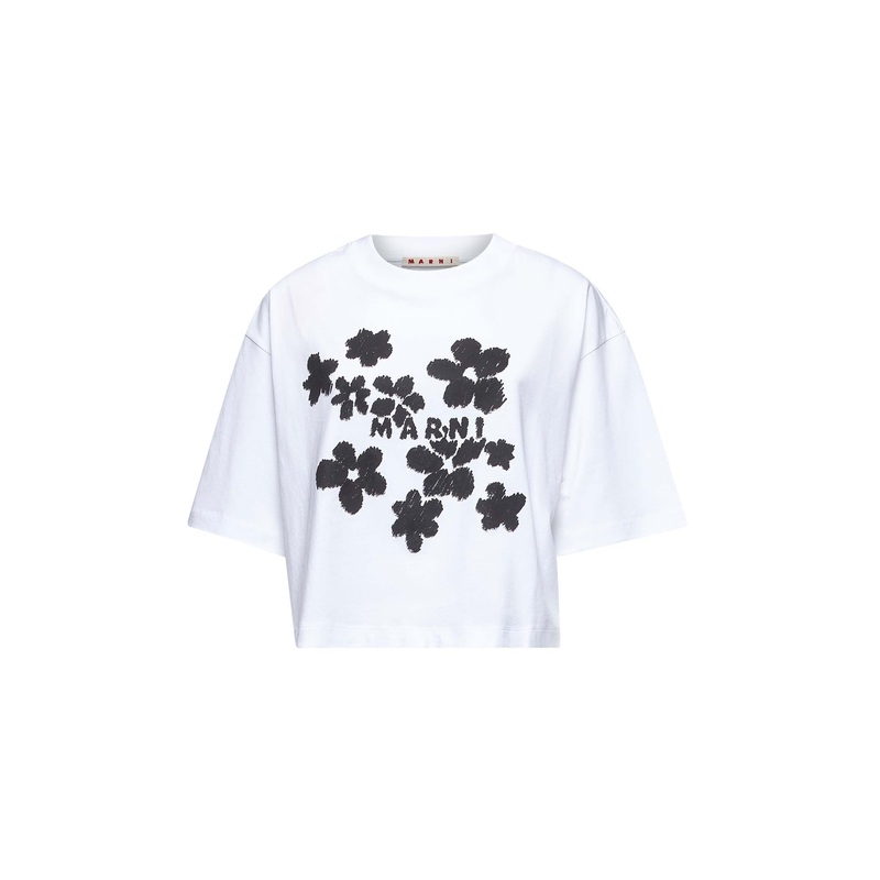 White jersey printed boxy T-shirt