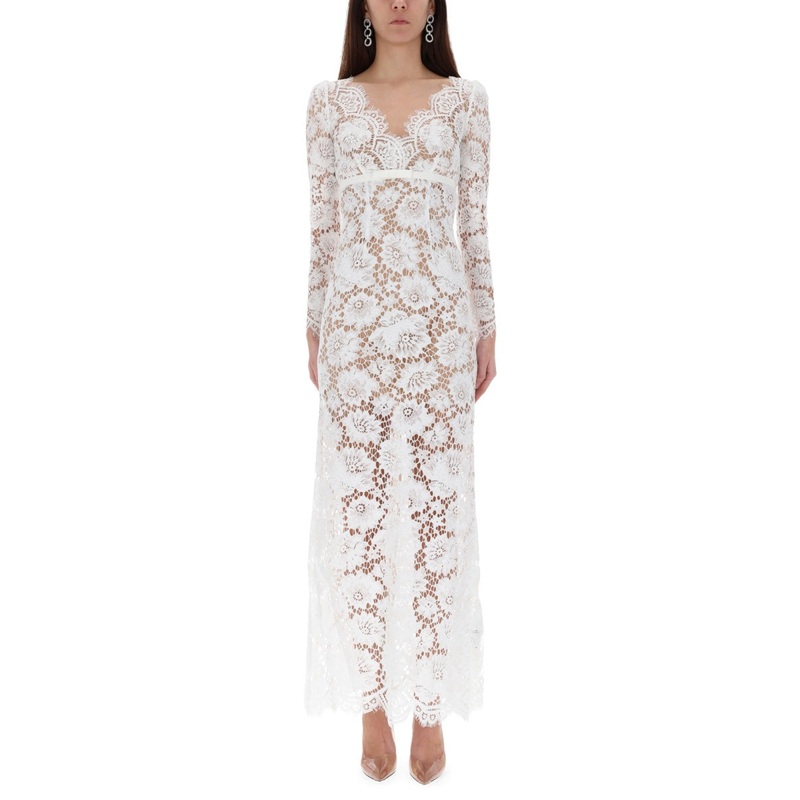 WHITE MIXED-MATERIAL DRESS|WHITE|8|10|6