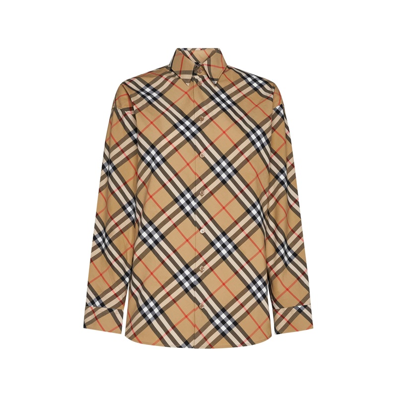 Beige Check cotton shirt|4|6|8