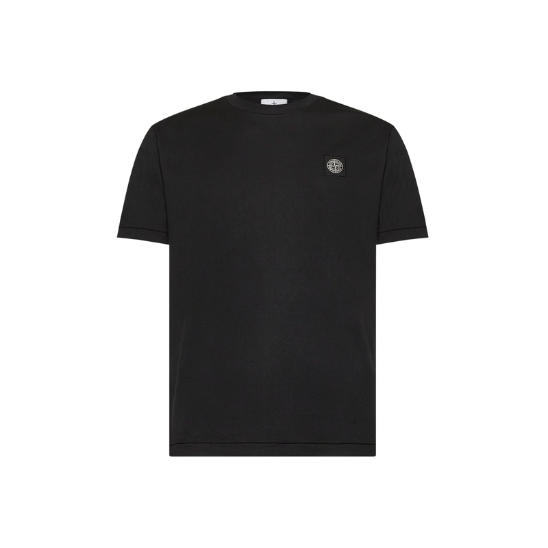 Black cotton logo patch T-shirt