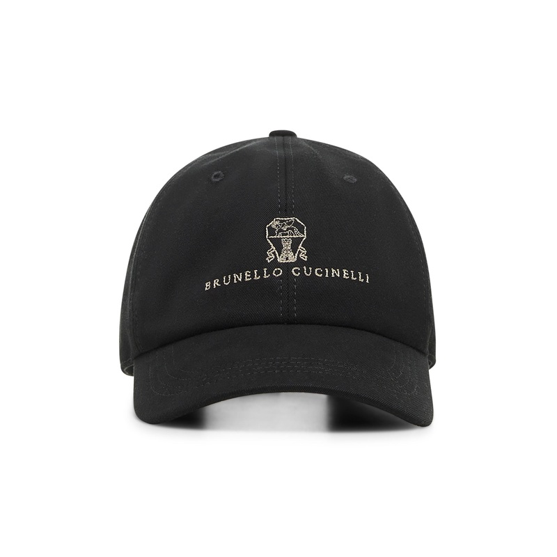 Black gabardine logo baseball cap