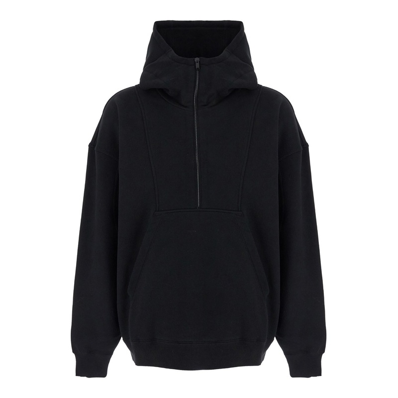 Black Hoodie with Logo Lettering Embroidery in Cotton Man