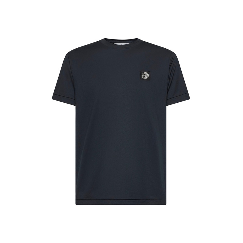 Blue cotton logo patch T-shirt