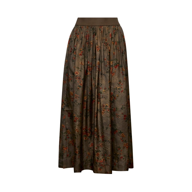 Green printed twill Gillian skirt