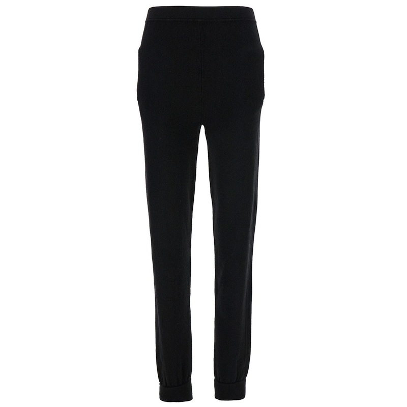 Black High-Waisted Leggings with Pockets in Cashmere Woman