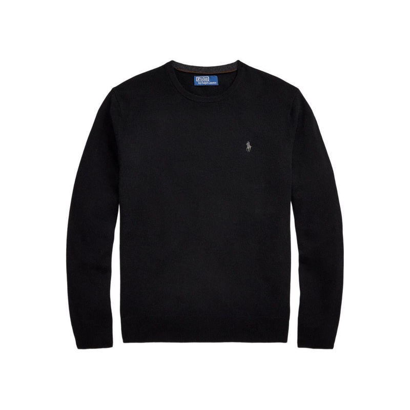 Black Merino Crewneck Sweater|Black|S|M|L|XL|XXL
