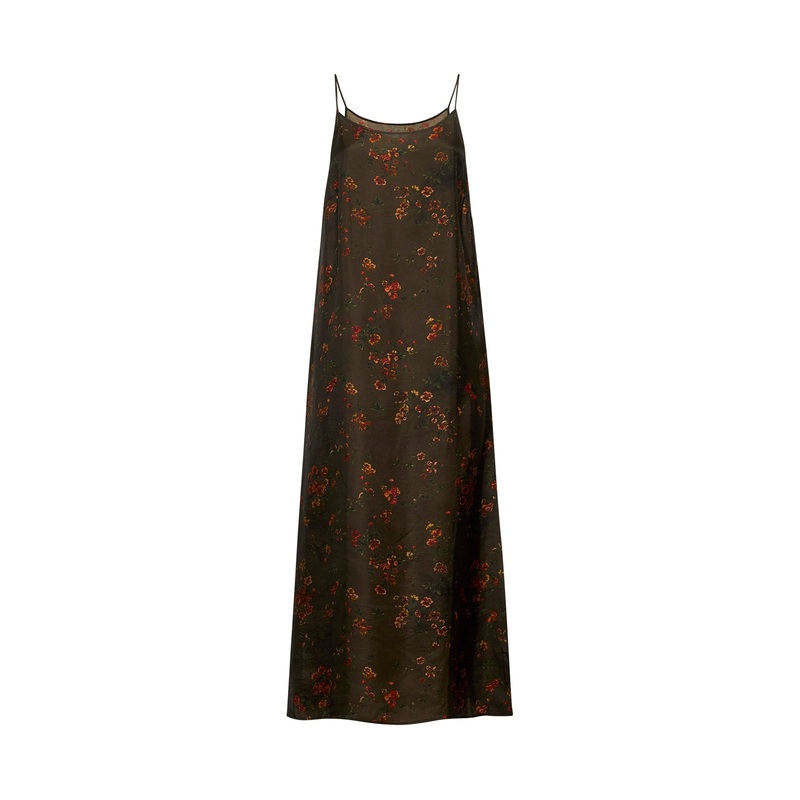 Brown printed twill Anya dress