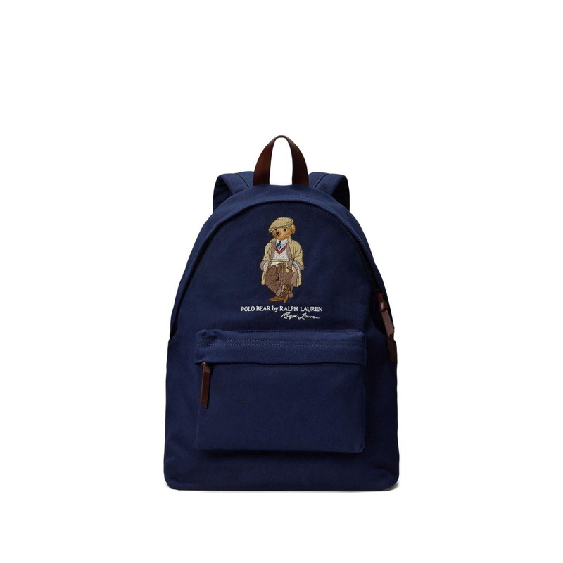 Embroidered Bear Cotton Backpack