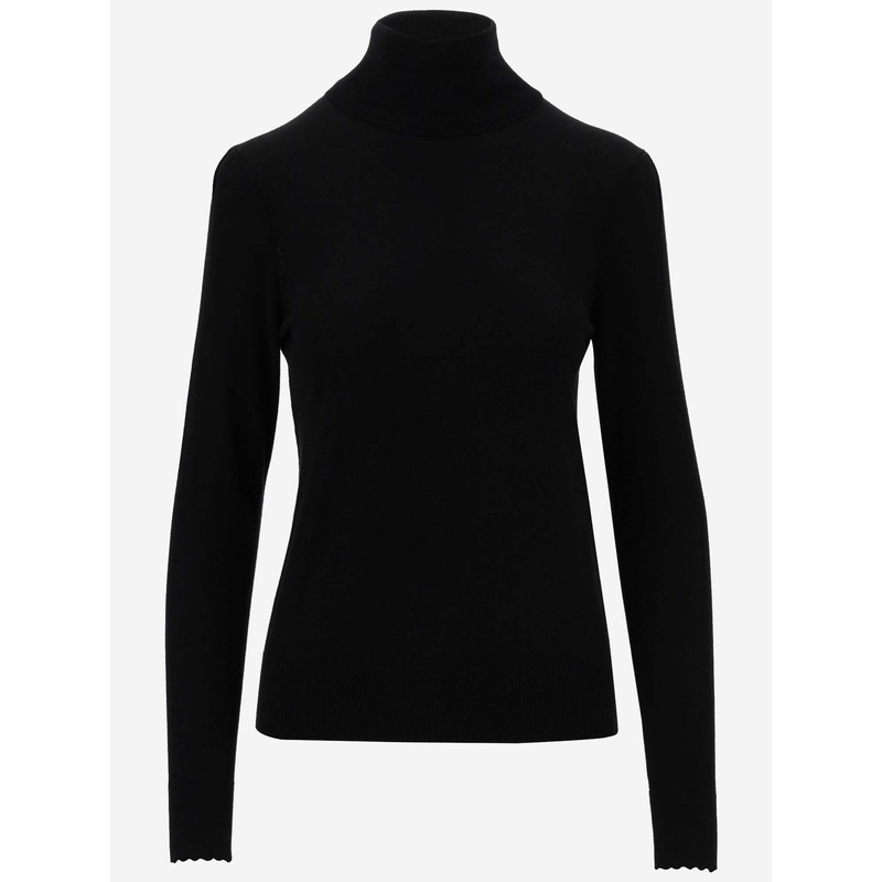 High-Collar Wool Sweater|Black|XS