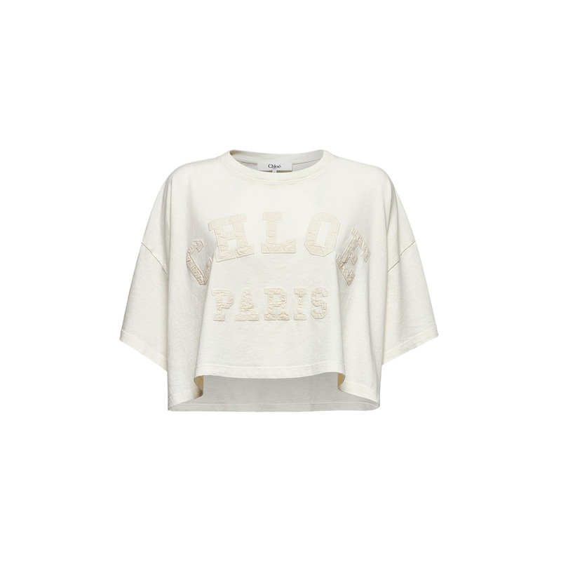 Ivory cropped logo T-shirt|XS|S