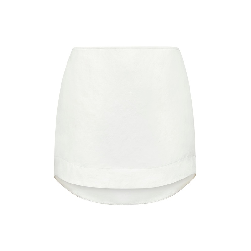 Ivory curved hem miniskirt|6|8|10