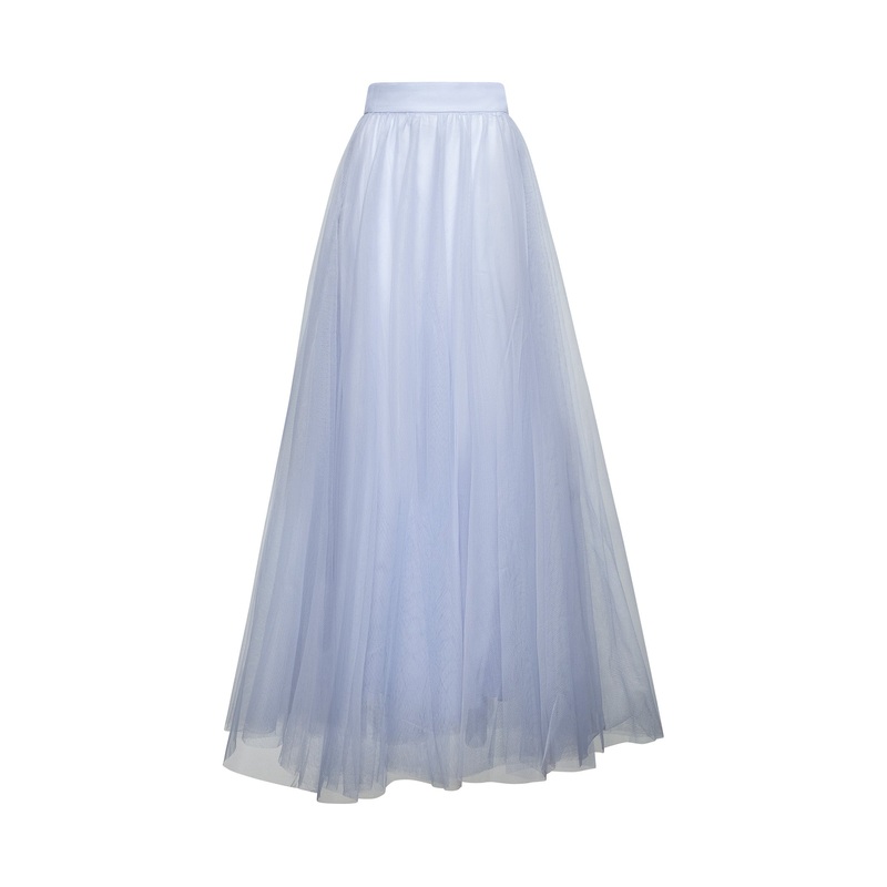 Light blue tulle maxi skirt|0|1|2|3