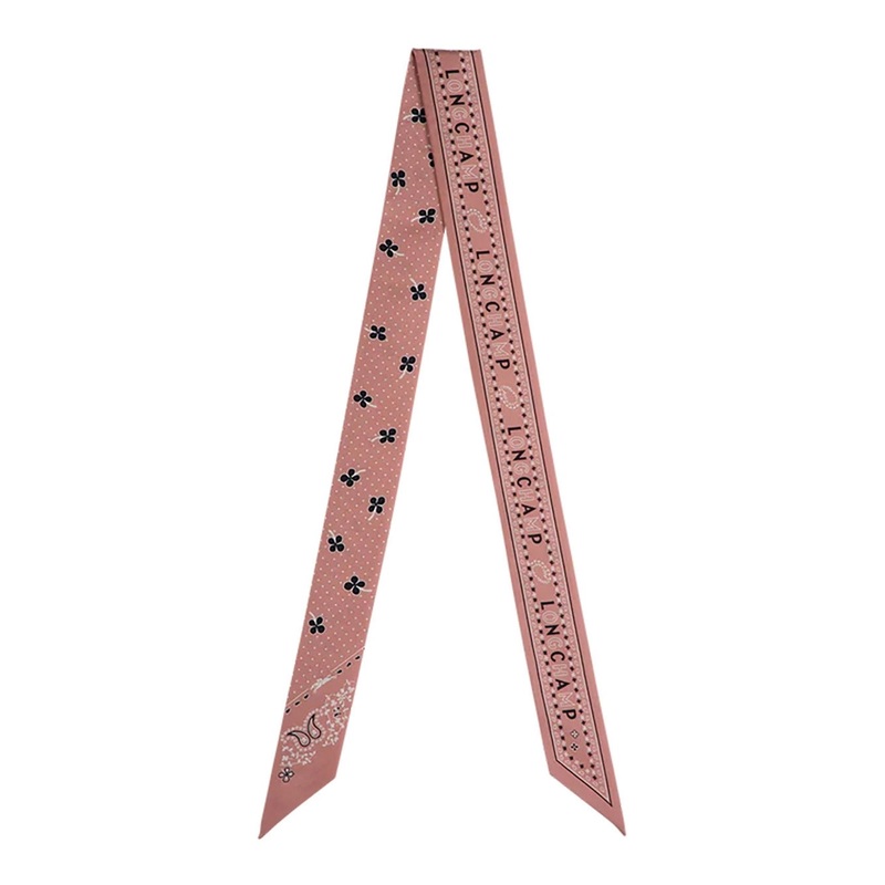 Pink Scarf with Paisley Motif and Floral Print in Silk Woman