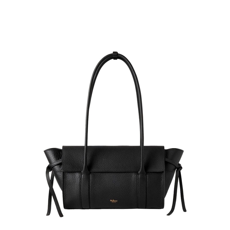 ‘Small Bayswater’ Black Shoulder Bag with Laminated Logo in Leather Woman