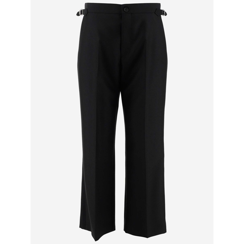 Wool-Mohair Straight Pants|Black|XXS