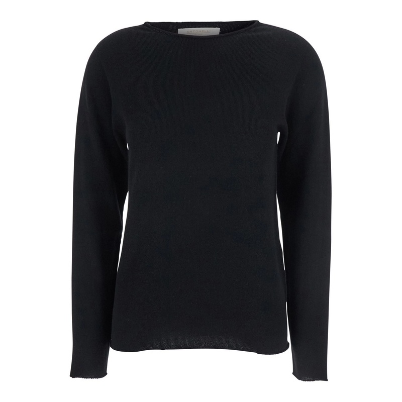 ‘Agrippa’ Black Crewneck Sweater in Wool Woman