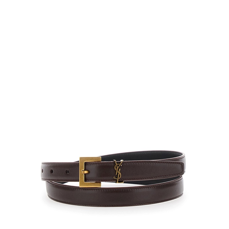 Brown Belt with Cassandre Loop in Leather Woman
