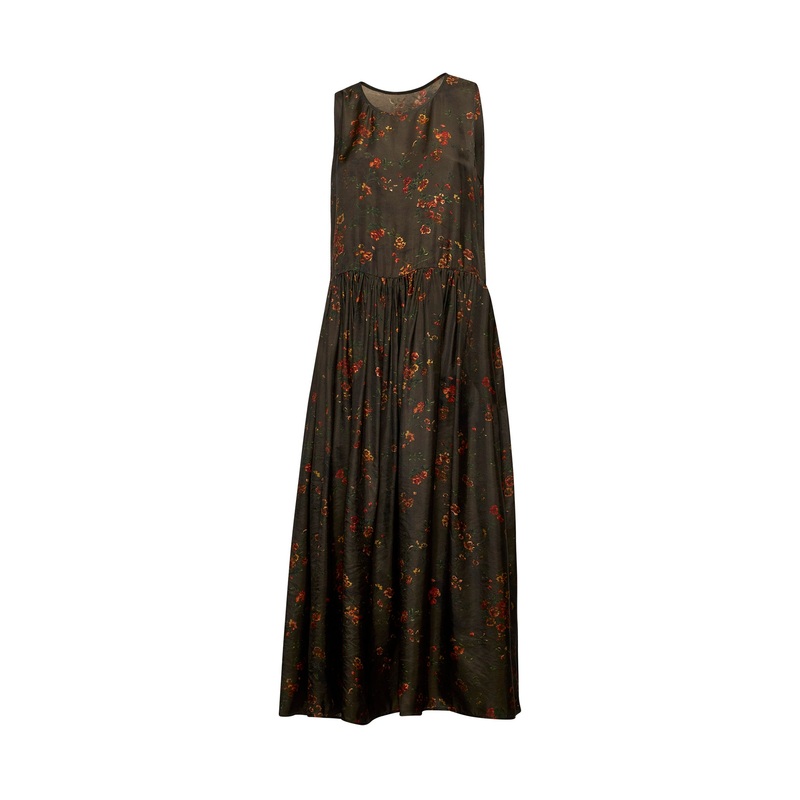 Brown printed twill Ardal dress
