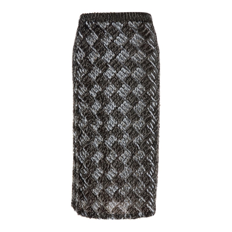 Brown Skirt with All-Over Sequins in Fabric Woman