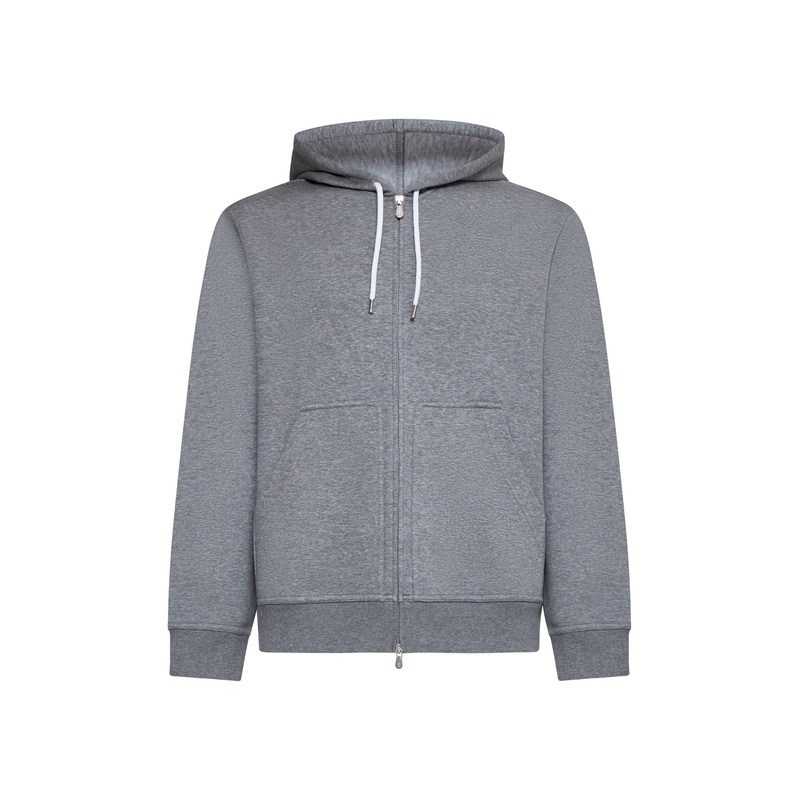 Grey Cashmere-Blend Zip-Up Sweatshirt