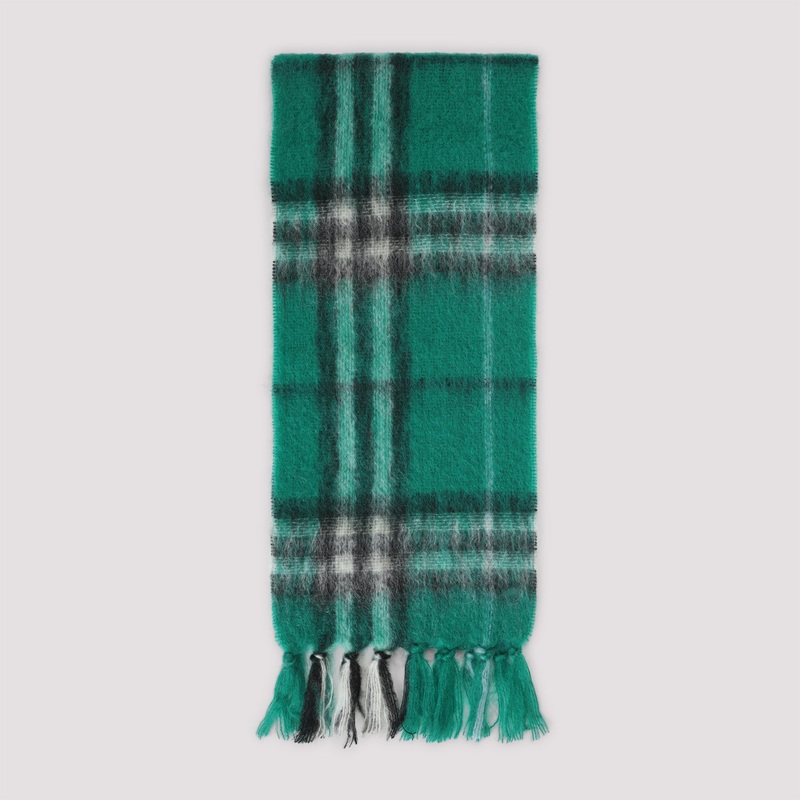 GREY CHECK MOHAIR SCARF|GREEN|UNICA