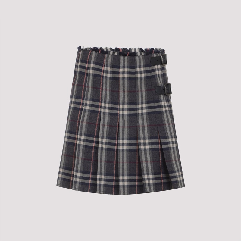 GREY CHECK WOOL MINI SKIRT|GREY|6|8