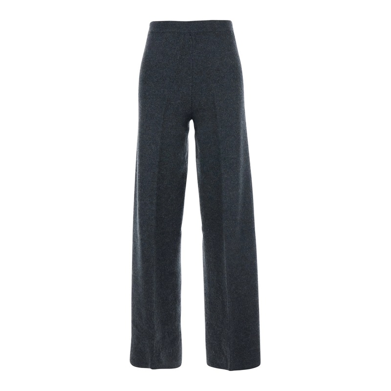 Grey Trousers with Back Pocket in Stretch Wool Woman