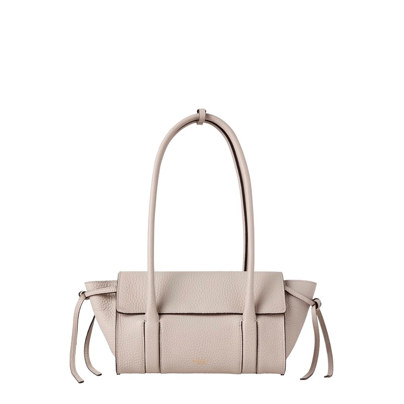 ‘Mini Bayswater’ Beige Shoulder Bag with Laminated Logo in Leather Woman