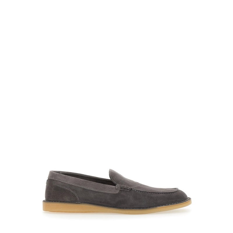 ‘New Florio Ideal’ Grey Loafers with DG Detail in Suede Man