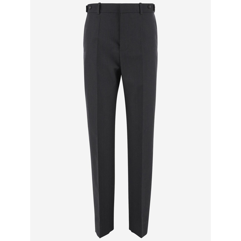Striped Wool Straight-Leg Pants