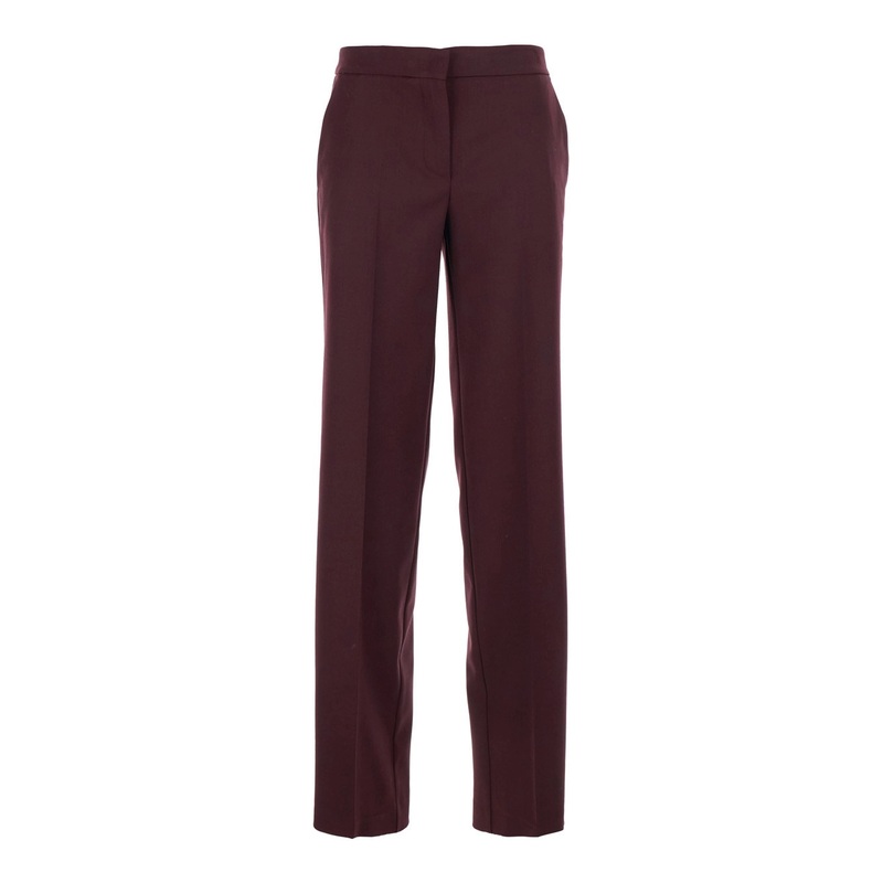 Violet Pants with Concealed Front Closure and Logo Plaque on the Rear in Wool Blend Stretch Woman