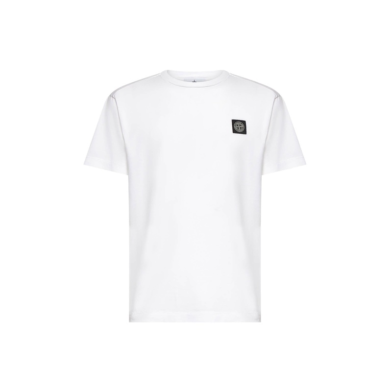 White logo patch cotton T-shirt
