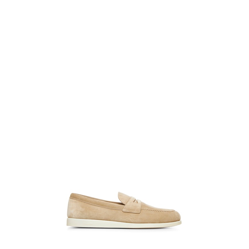 Beige suede Saddle loafers|6|7|8|9|10|11
