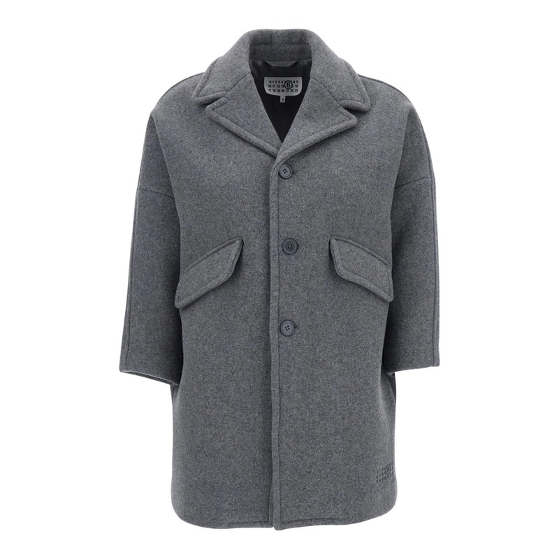 Grey Jacket with Notched Revers and Dropped Shoulders in Wool Blend Boy