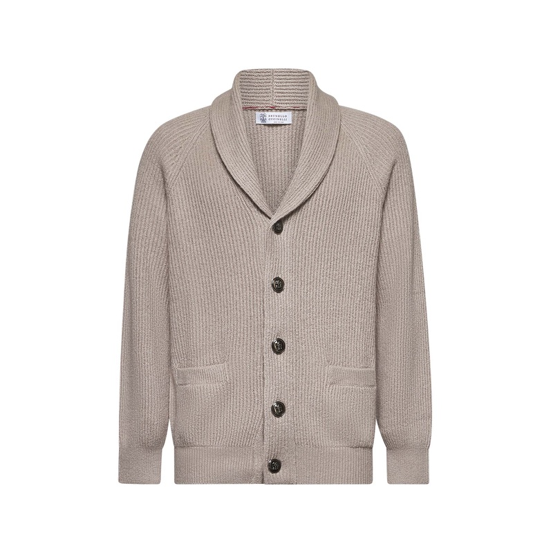 Jute Cotton Shawl-Collar Cardigan