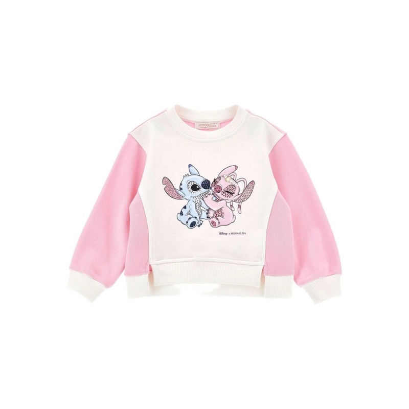 Multicolor Crew Neck Sweatshirt with Front Print in Cotton Girl