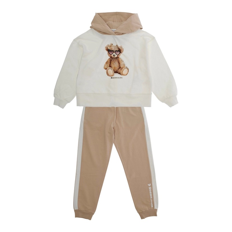 Multicolor Tracksuit with Logo Print on the Front in Cotton Stretch Girl