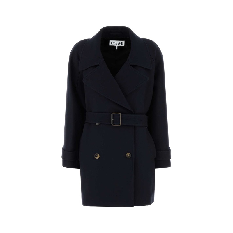NAVY BLUE WOOL BLEND COAT|BLUE|38F