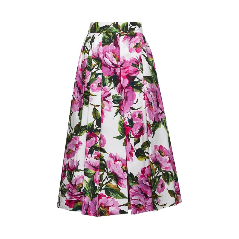 Peony print midi full skirt|40|42|44|46