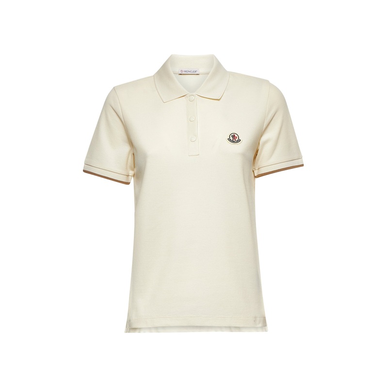 White piquet logo patch polo shirt
