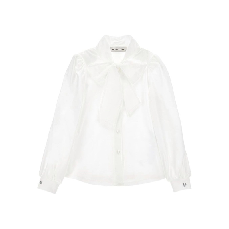 White Shirt with Bow Detail on the Front in Cotton Girl