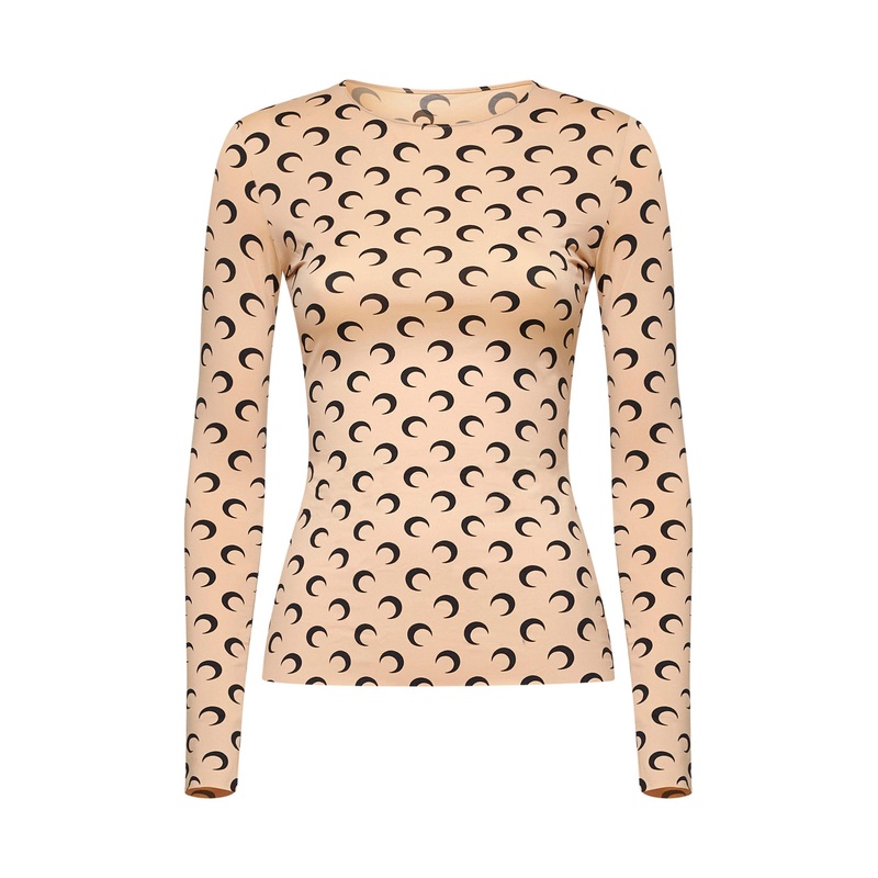 Beige stretch jersey Moon top|S|M|L