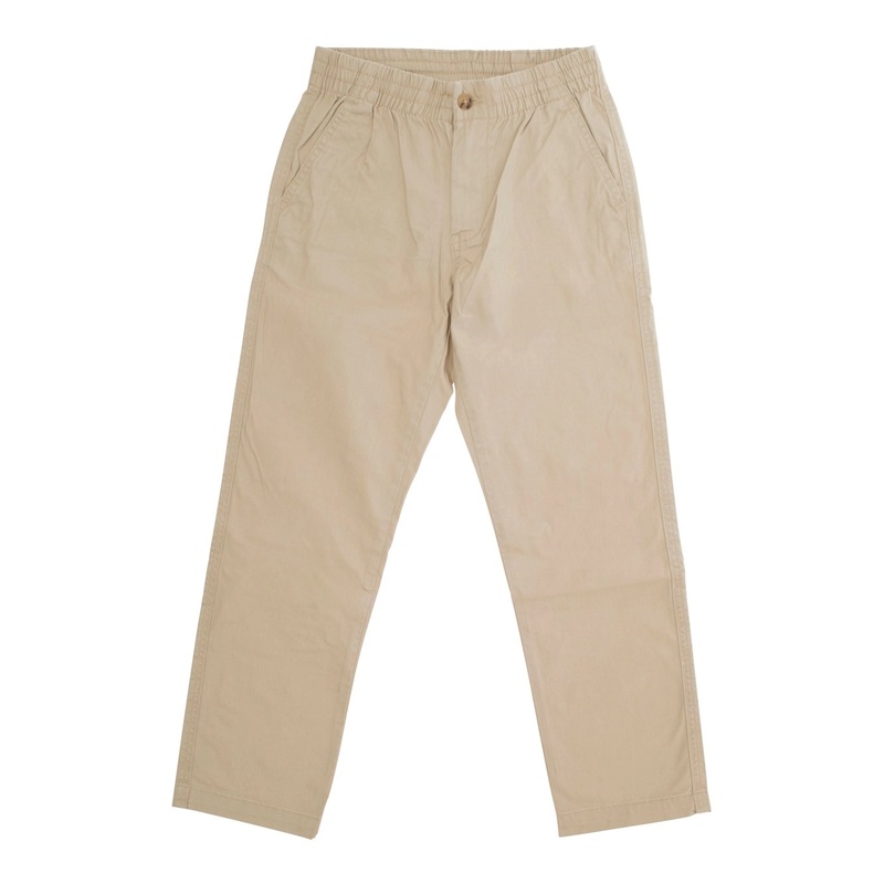 Beige Trousers with Elasticated Waist and Logo on Back in Cotton Baby