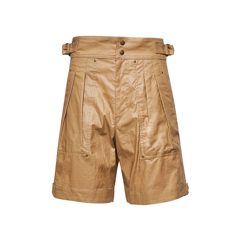 Beige waxed linen blend Felize shorts